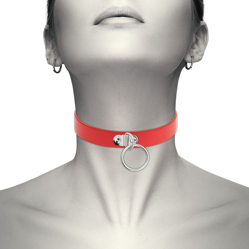 COQUETTE CHIC DESIRE - RED VEGAN LEATHER COLLAR WOMEN'S FETISH ACCESSORY