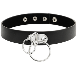 COQUETTE CHIC DESIRE - COLLAR DE PIEL VEGANA CON DOBLE ANILLO