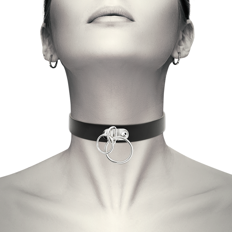 COQUETTE CHIC DESIRE - COLLAR DE PIEL VEGANA CON DOBLE ANILLO
