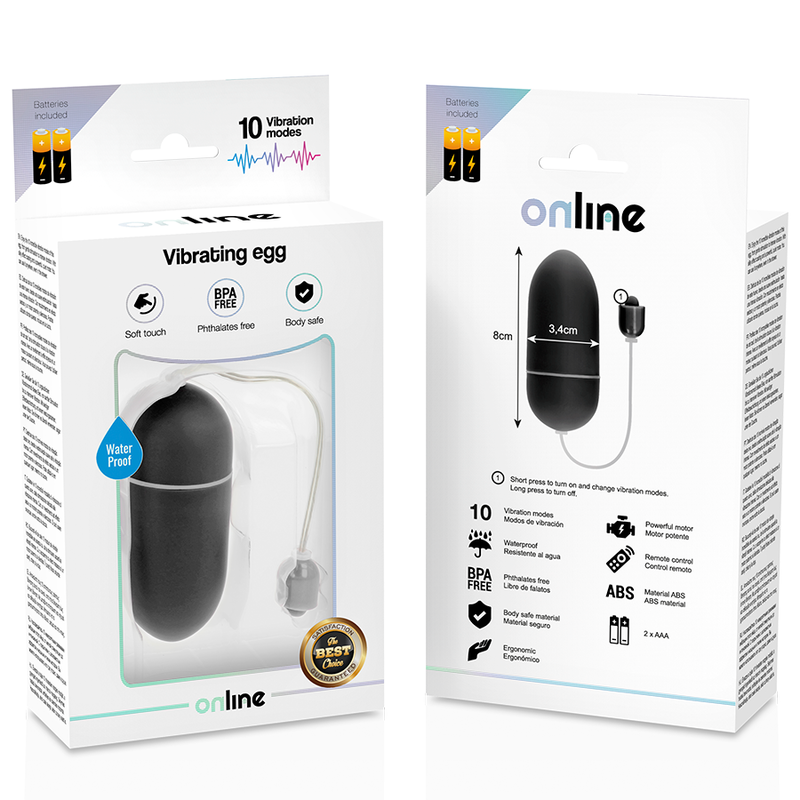 ONLINE - HUEVO VIBRADOR IMPERMEABLE NEGRO