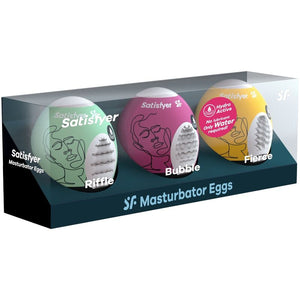 SATISFYER - 3 UOVA MASTURBATRICI RIFFLE, BUBBLE E FIERCE