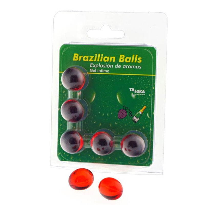 TALOKA - 5 ESFERAS BRASILEÑAS GEL ÍNTIMO FRESAS Y CHAMPAÑA