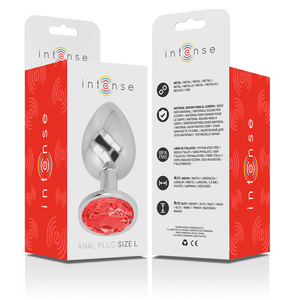 INTENSE - METAL ALUMINUM ANAL PLUG WITH RED CRYSTAL SIZE L