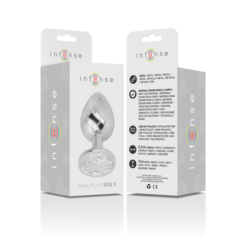 INTENSE - AΝAL PLUG IN METALLO ALLUMINIO CON CRISTALLO ARGENTO MISURA S
