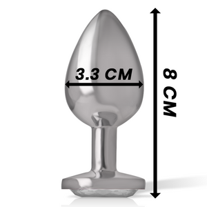 INTENSE - METAL ALUMINUM ANAL PLUG WITH SILVER CRYSTAL SIZE M