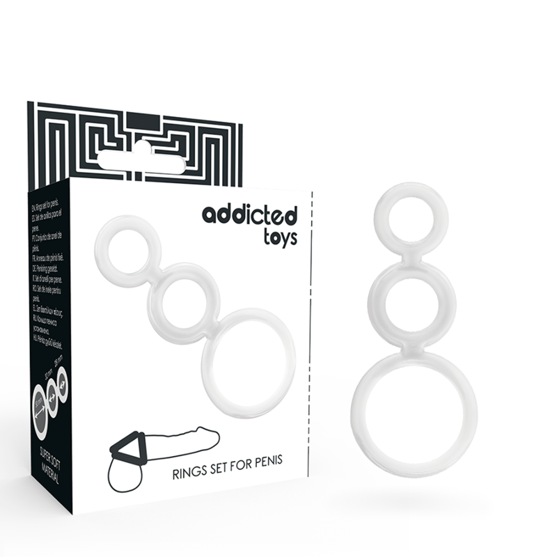 ADDICTED TOYS - JUEGO DE ANILLOS PARA PENE TRANSPARENTES