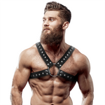 FETISH SUBMISSIVE ATTITUDE - MEN'S STUDDED CROSS CHEST HARNESS IN FAUX LEATHER