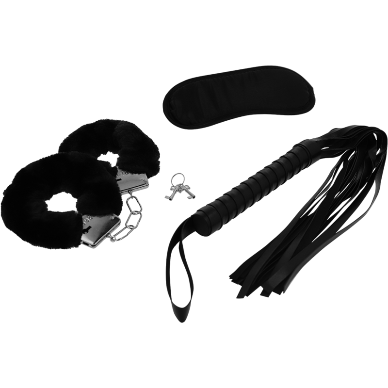INTENSE - EROTIC FETISH PLAYSET 1 WITH CUFFS, BLINDFOLD AND FLOGGER