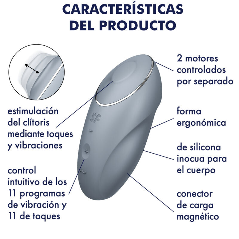SATISFYER - TAP & CLIMAX 1 VIBRATORE LAY-ON GRIGIO