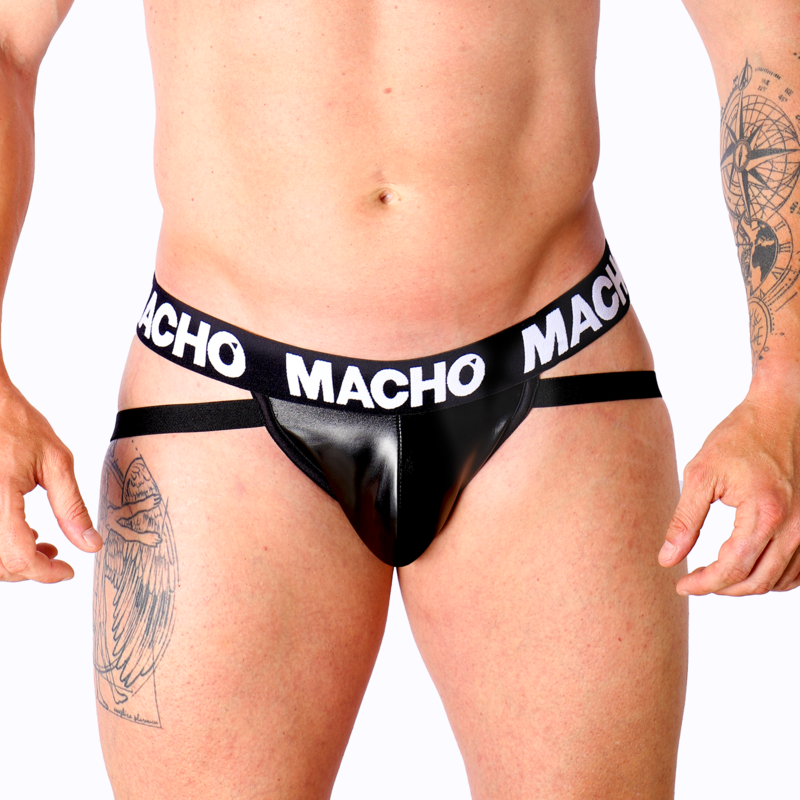 MACHO - SOSPENSORIO MX25NC IN PELLE NERA L