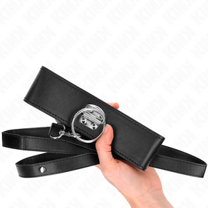 KINK - CORREA CON TACHUELAS 116 CM, COLLAR DE POLIPIEL CON CORREA 50 X 5 CM