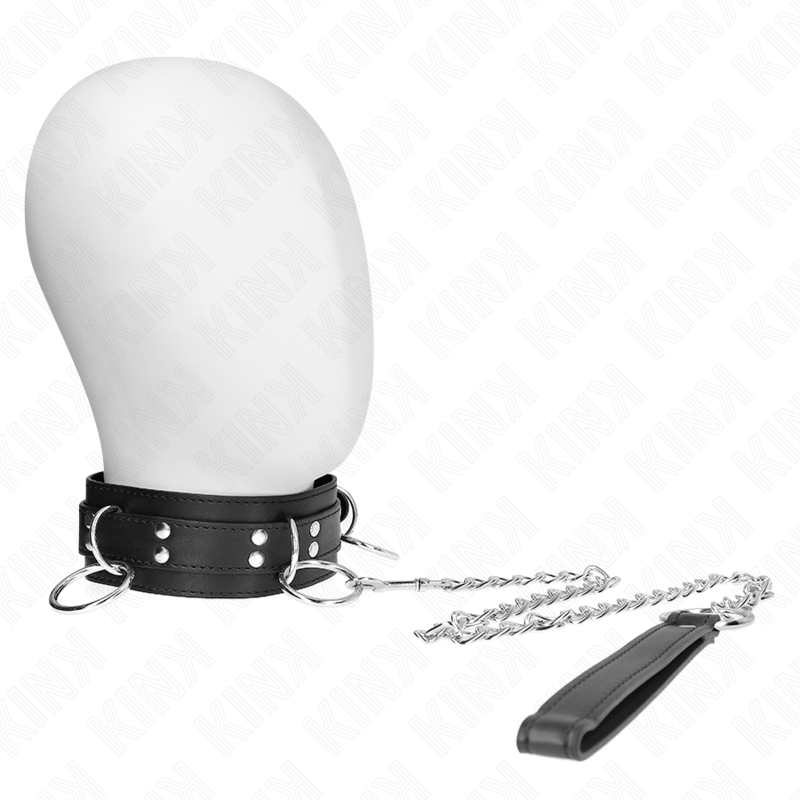 KINK - COLLAR DE ESCLAVITUD CON 3 ANILLOS Y CORREA DE 80 CM 53 X 5 CM