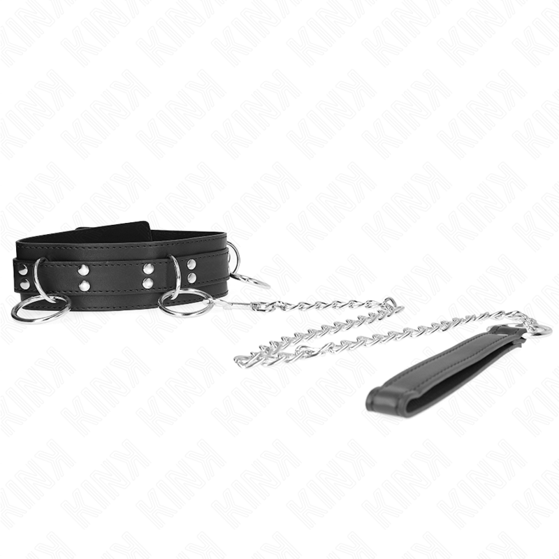 KINK - COLLAR DE ESCLAVITUD CON 3 ANILLOS Y CORREA DE 80 CM 53 X 5 CM