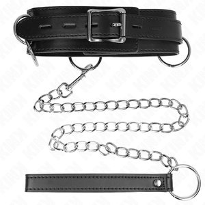 KINK - COLLAR DE ESCLAVITUD CON 3 ANILLOS Y CORREA DE 80 CM 53 X 5 CM