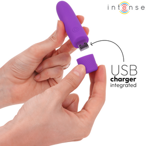 INTENSE - SYMON VIBRADOR RECARGABLE USB 8 VIBRACIONES VIOLETA 10 X 2,2 CM