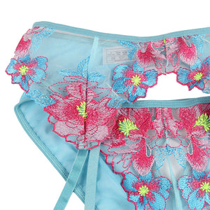 SUBBLIME - 954109 CONJUNTO DE SUJETADOR Y BRAGA CON CINTURILLA, SUJETADOR FLORAL AZUL S/M
