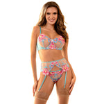 SUBBLIME - 954109 CONJUNTO DE SUJETADOR Y BRAGA CON CINTURILLA, SUJETADOR FLORAL AZUL S/M