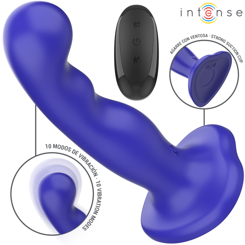 INTENSE - SHORTY VIBRATOR WITH SUCTION CUP BLUE REMOTE