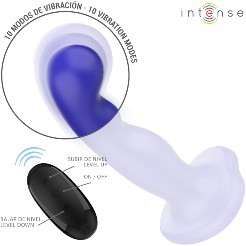 INTENSE - SHORTY VIBRATOR WITH SUCTION CUP BLUE REMOTE
