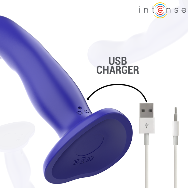 INTENSE - SHORTY VIBRATOR WITH SUCTION CUP BLUE REMOTE