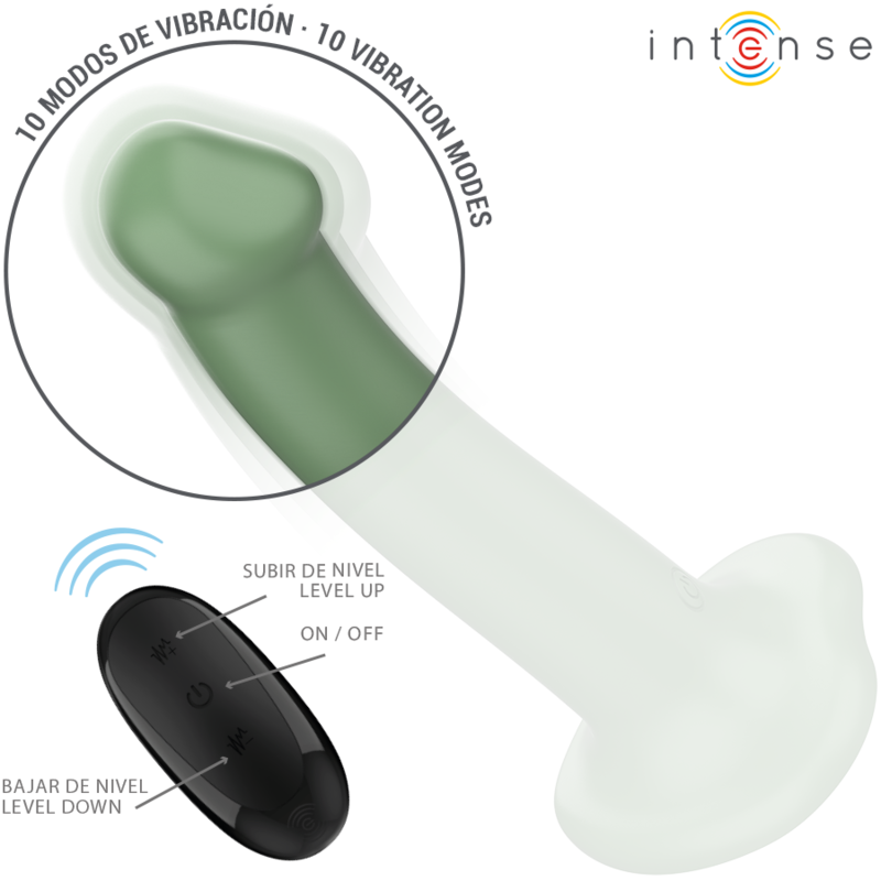 INTENSE - VIBRADOR BECCA CON VENTOSA 10 VIBRACIONES CONTROL REMOTO VERDE