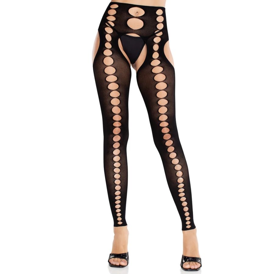 LEG AVENUE - STRAPLESS SEAMLESS BLACK OPAQUE STOCKINGS