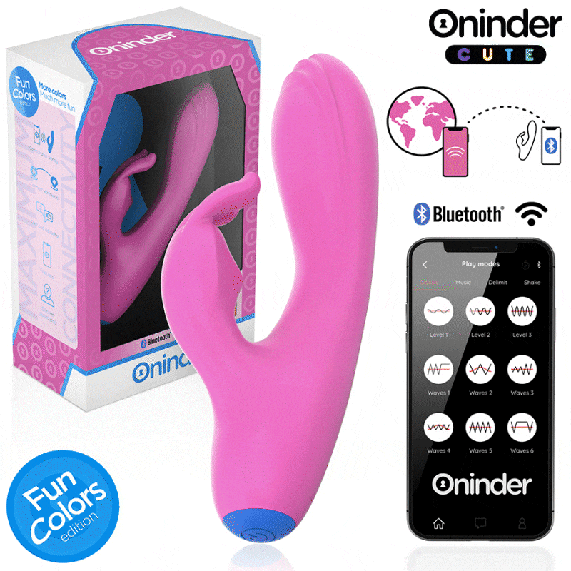 ONINDER CUTE - VIBRADOR CONEJITO DE AMOR PARA PUNTO G Y CLÍTORIS - APLICACIÓN GRATUITA EN TODO EL MUNDO