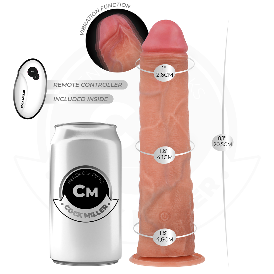 COCK MILLER - DILDO REALISTA CON VENTOSA Y VIBRACIÓN A CONTROL REMOTO 20,5 CM