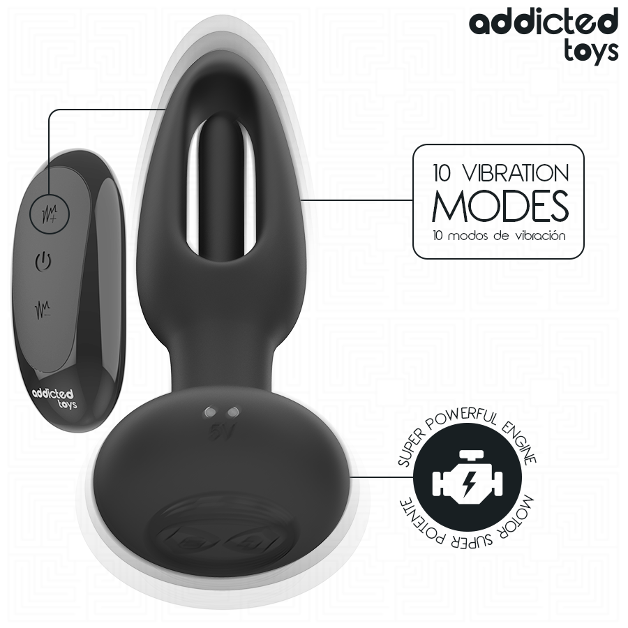 ADDICTED TOYS - VIBRATING TONGUE BUTT PLUG WITH REMOTE CONTROL