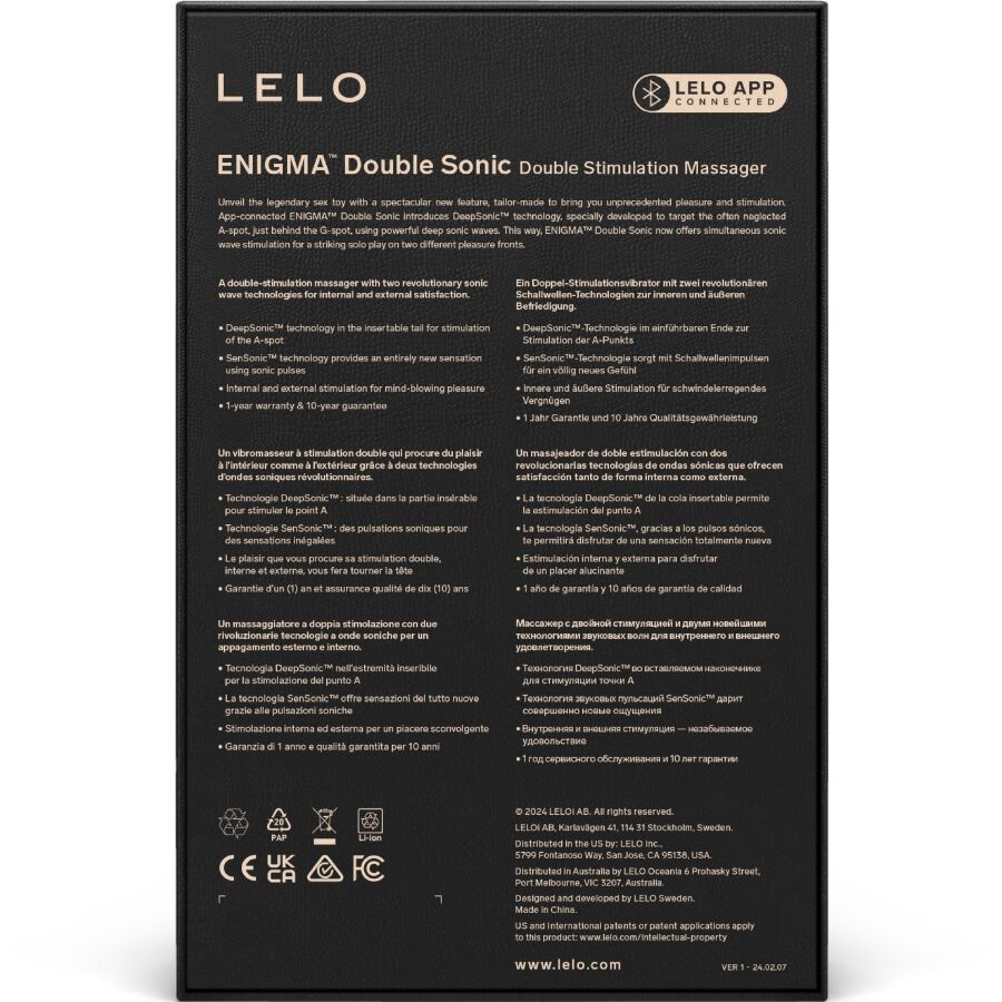 LELO - ENIGMA DOPPIO VIBRATORE SONICO PUNTO G CYBER PURPLE