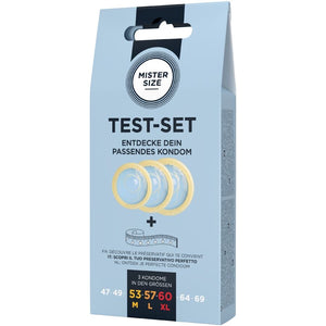 MISTER SIZE - SET DI PROVA 3 PRESERVATIVI DI MISURE DIVERSE + METRO A NASTRO