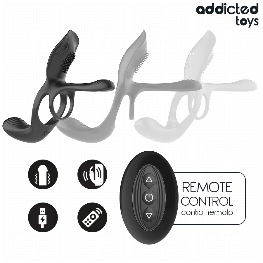 ADDICTED TOYS - DOPPIO ANELLO PER PENE CON STIMOLATORE CLITORIDEO