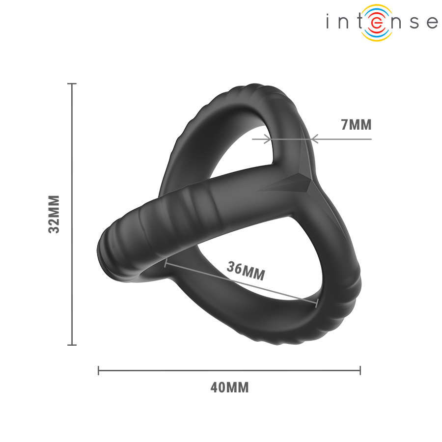 INTENSE - ANILLO PARA PENE TRIPLE AJUSTABLE DE JOHN, MODELO 4