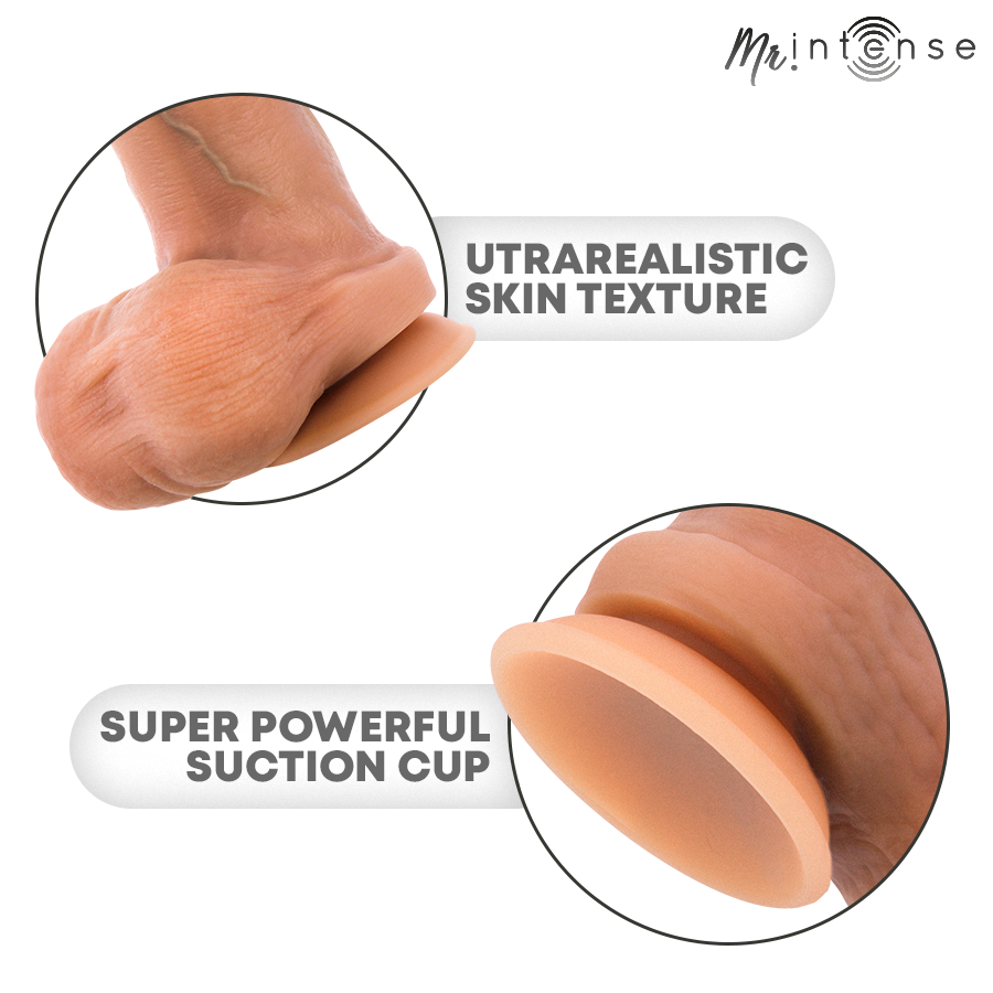 MR INTENSE - DILDO DE SILICONA DE BRUCE S CON TESTÍCULOS 17,8 CM -Ø- 4 CM