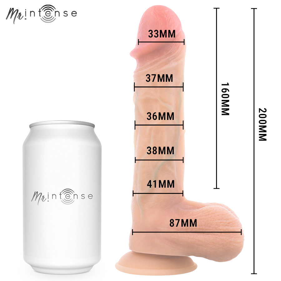 MR INTENSE - DILDO VIBRANTE LOGAN IN SILICONE CON EFFETTO CALORE E TELECOMANDO 20 CM -Ø- 4,1 CM