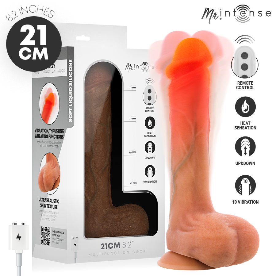 MR INTENSE - BRADLEY SILICONE VIBRATING DILDO WITH HEATING EFFECT AND REMOTE CONTROL 21 CM -Ø- 4.2 CM