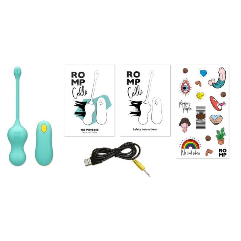 ROMP - CELLO VIBRATORE MULTIFUNZIONE A UOVO TURCHESE CON TELECOMANDO