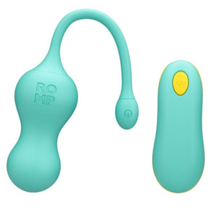 ROMP - CELLO VIBRATORE MULTIFUNZIONE A UOVO TURCHESE CON TELECOMANDO