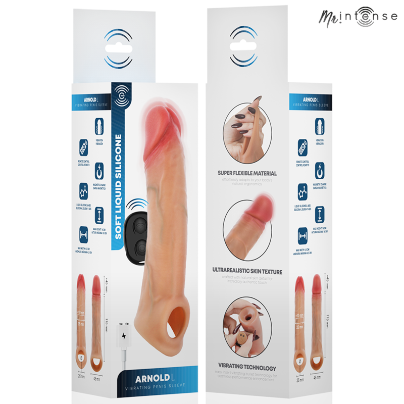MR INTENSE - ARNOLD L VIBRATORE IN SILICONE PER PENE CON TELECOMANDO 16 CM -Ø- 4,5 CM