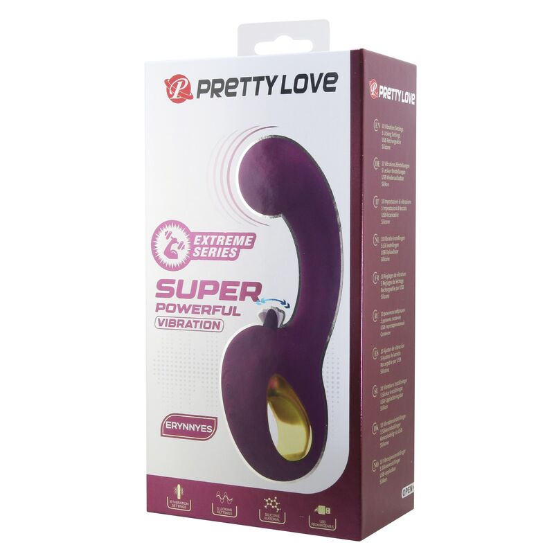 PRETTY LOVE - BRYNNLEE VIBRATORE RICARICABILE CON STIMOLATORE ORALE, 10 VIBRAZIONI E 5 FUNZIONI DI LECCATA, VIOLA