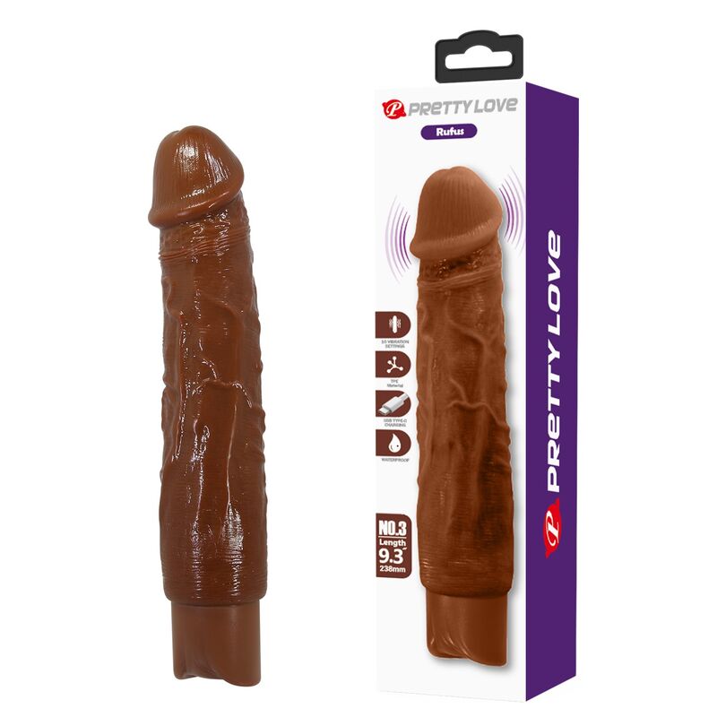 PRETTY LOVE - VIBRATORE REALISTICO DUKE 23,5 CM Ø 4,8 CM MARRONE