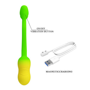 PRETTY LOVE - UOVO VIBRANTE CONTROLLABILE TRAMITE APP PULSEN, 12 FUNZIONI, RICARICABILE TRAMITE USB, VERDE-GIALLO