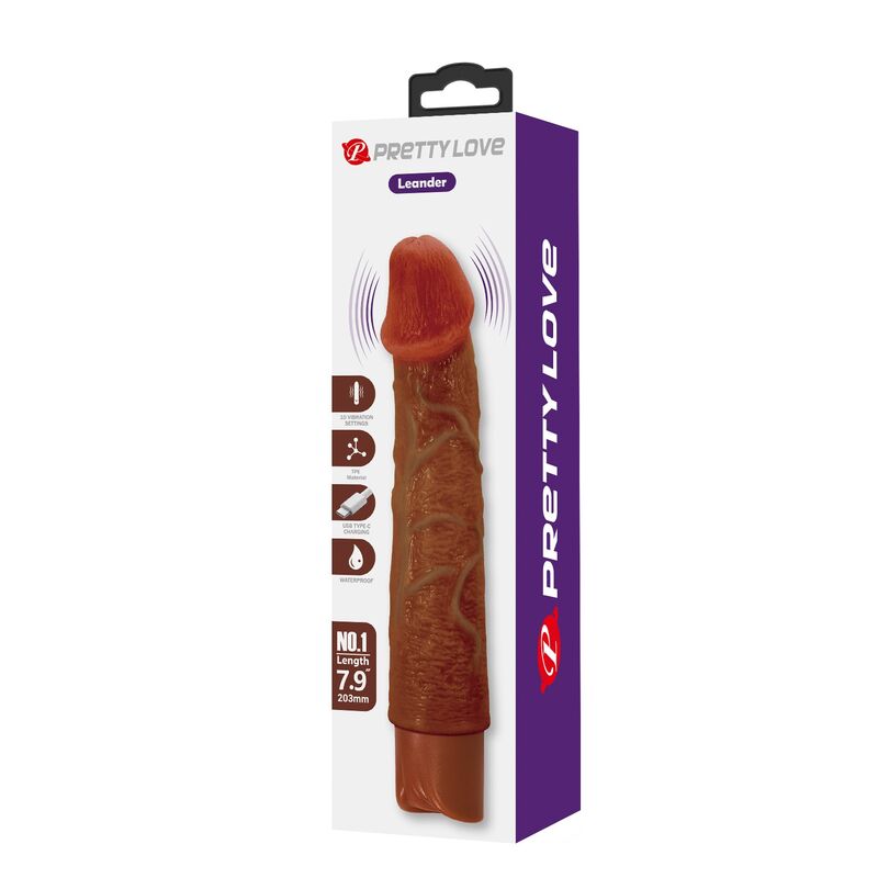 PRETTY LOVE - LEONARDO VIBRADOR REALISTA 20 CM Ø 4 CM MARRÓN