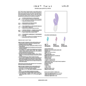 LELO - INA TWIST DOUBLE RABBIT G-SPOT AND CLITORAL VIBRATOR LAVENDER