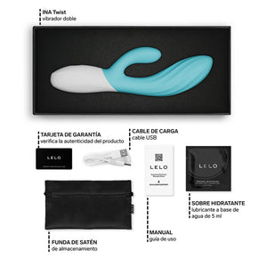 LELO - VIBRADOR DOBLE DE CONEJO INA TWIST PARA EL PUNTO G Y EL CLÍTORIS AZUL