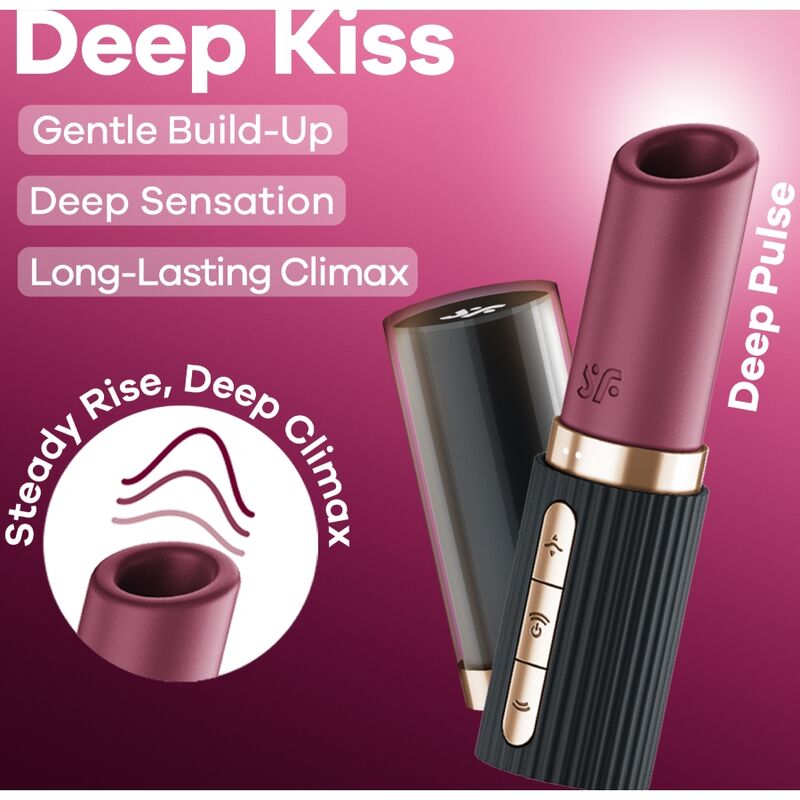 SATISFYER - DEEP KISS WAVE STIMOLATORE CLITORIDEO GRANATO / NERO