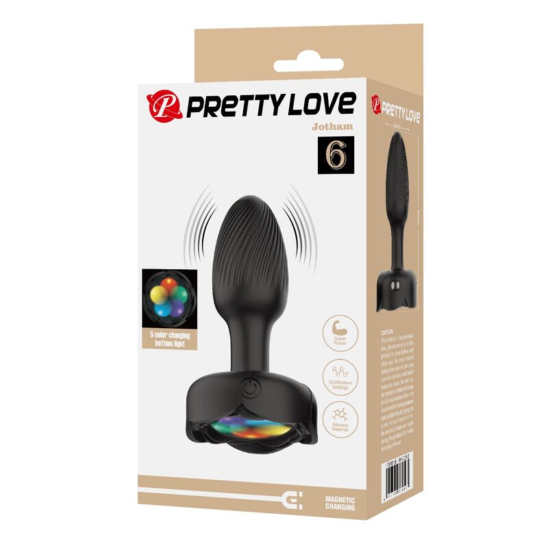 PRETTY LOVE - PLUG ANAL VIBRADOR RECARGABLE CON 10 MODOS, NEGRO