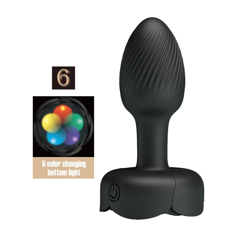 PRETTY LOVE - PLUG ANAL VIBRADOR RECARGABLE CON 10 MODOS, NEGRO