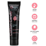 ORGIE - TUBO DE LUBRICANTE ALGODÓN DE AZÚCAR COMESTIBLE GEL ÍNTIMO DE BASE ACUOSA 100 ML