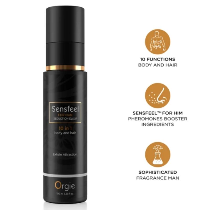 ORGIE - ELIXIR DE SEDUCCIÓN SENSEEL FOR MAN 10 EN 1, CUERPO Y CABELLO 100 ML